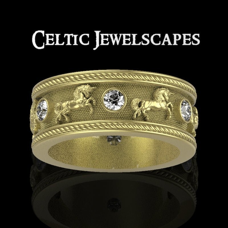 Special Order for J. W. - Four Winds Unicorn in 10KT w/ LG Diamonds-PAYMENT #3 - Celtic Jewelscapes