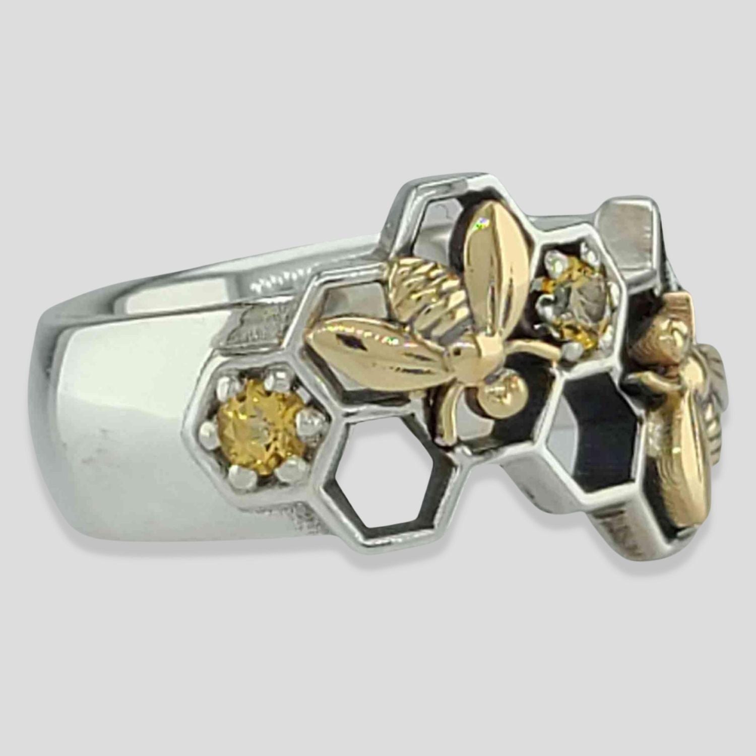 SWEET BEES with YELLOW TOPAZ IN 2 TONE - Starting at $499 - Celtic Jewelscapes