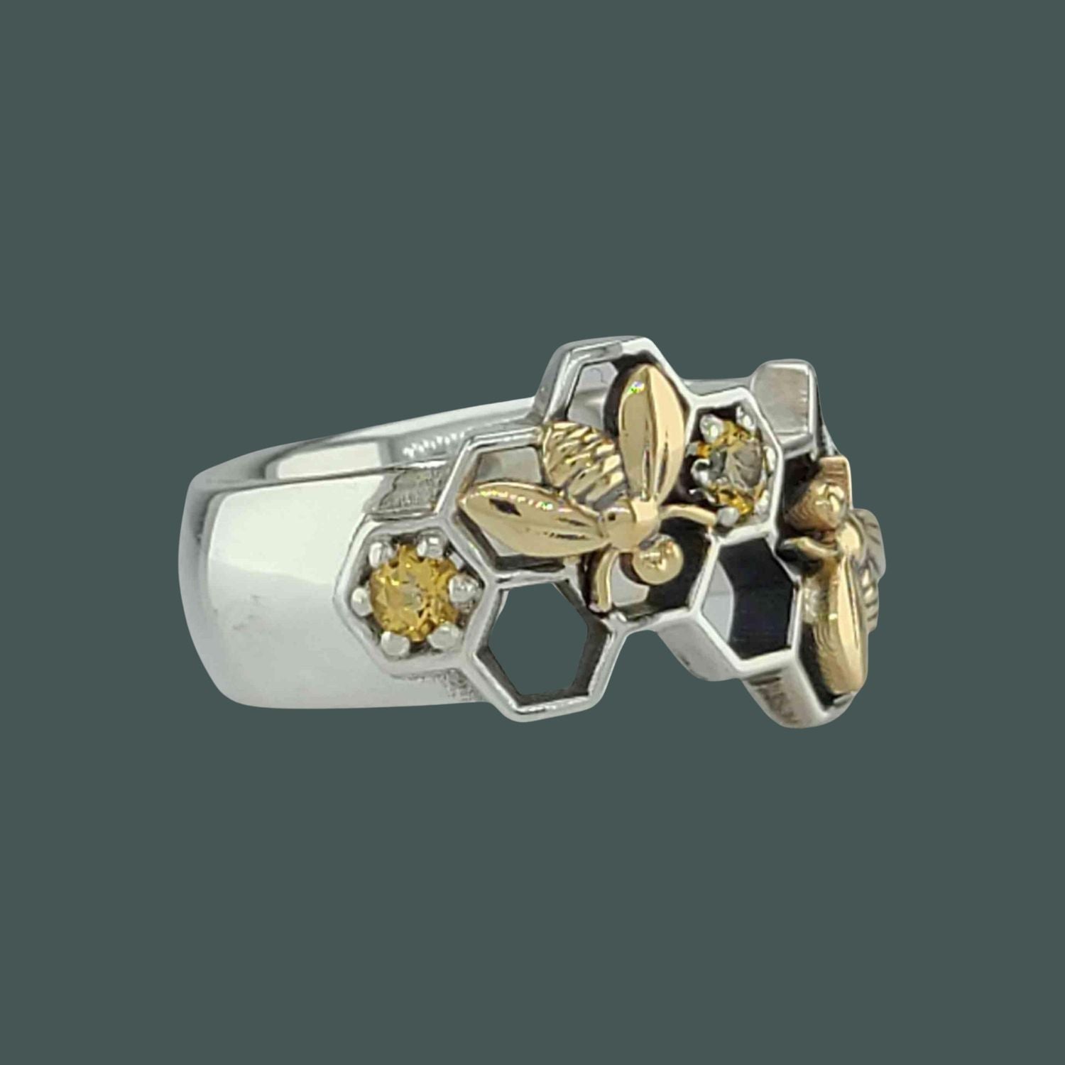 SWEET BEES with YELLOW TOPAZ IN 2 TONE - Starting at $499 - Celtic Jewelscapes