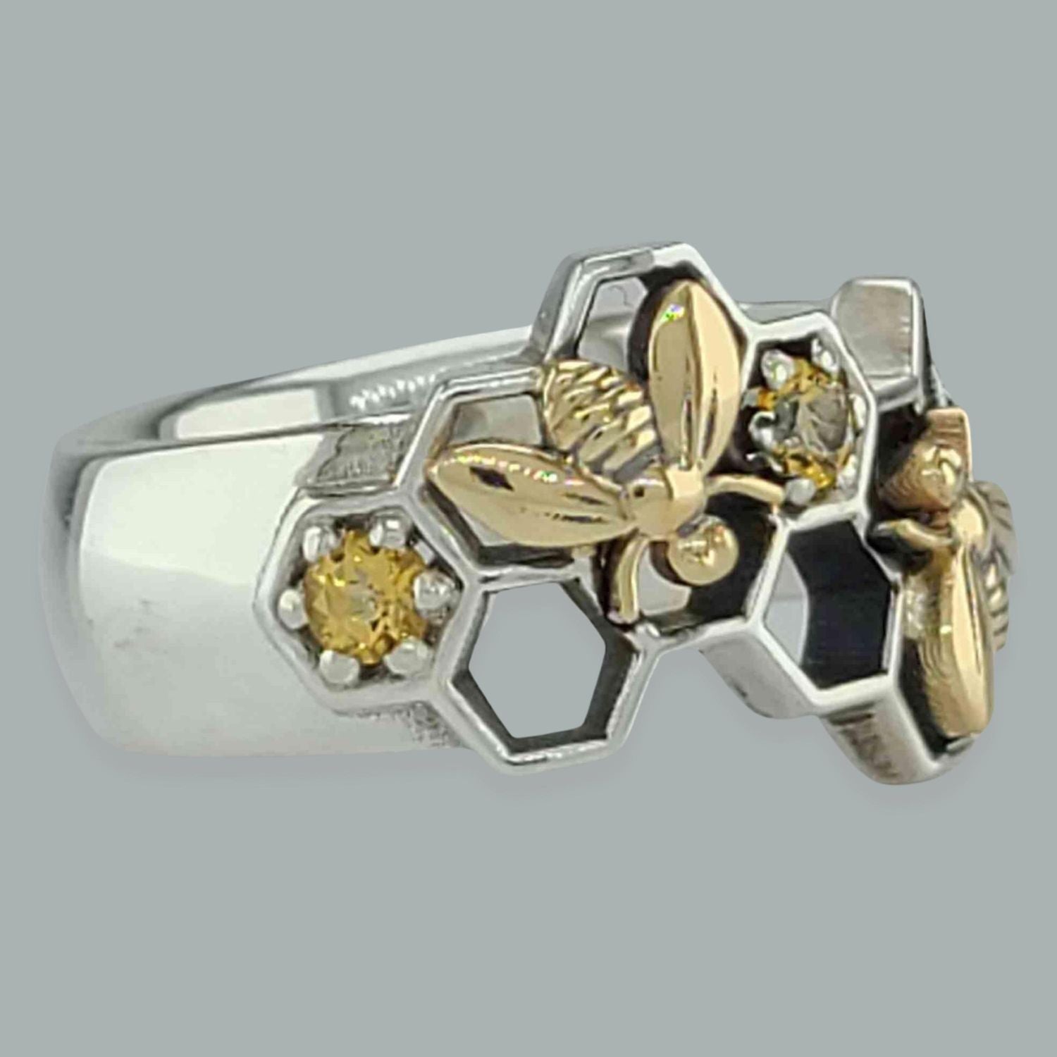 SWEET BEES with YELLOW TOPAZ IN 2 TONE - Starting at $499 - Celtic Jewelscapes